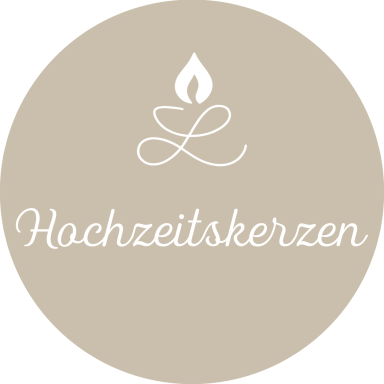 Hochzeitskerzen Logo für Hochzeitkerzen mit stilisiertem Kerzen-Design und elegantem Schriftzug.